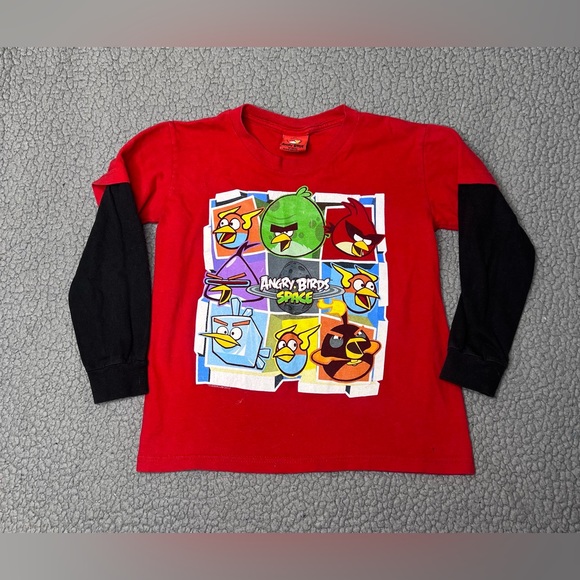 Angry Birds Red Long Sleeve Little Boys Shirt Size Medium 5/6 - Picture 1 of 9